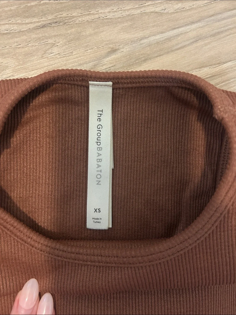 Babaton Ribbed Racerback Crop Tank - Chestnut Brown - Picture 2 of 3